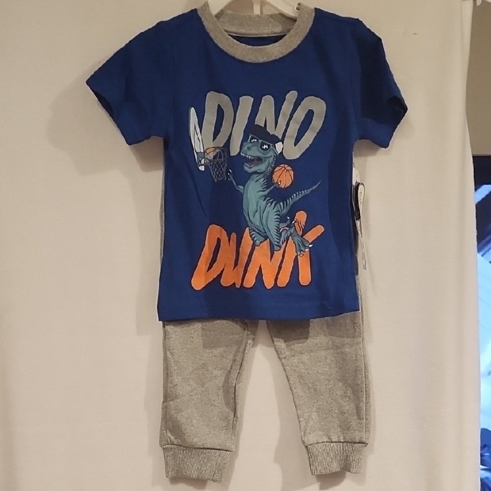 Dino 2pc. Dunk Kids Matching Set - Blue and Gray
